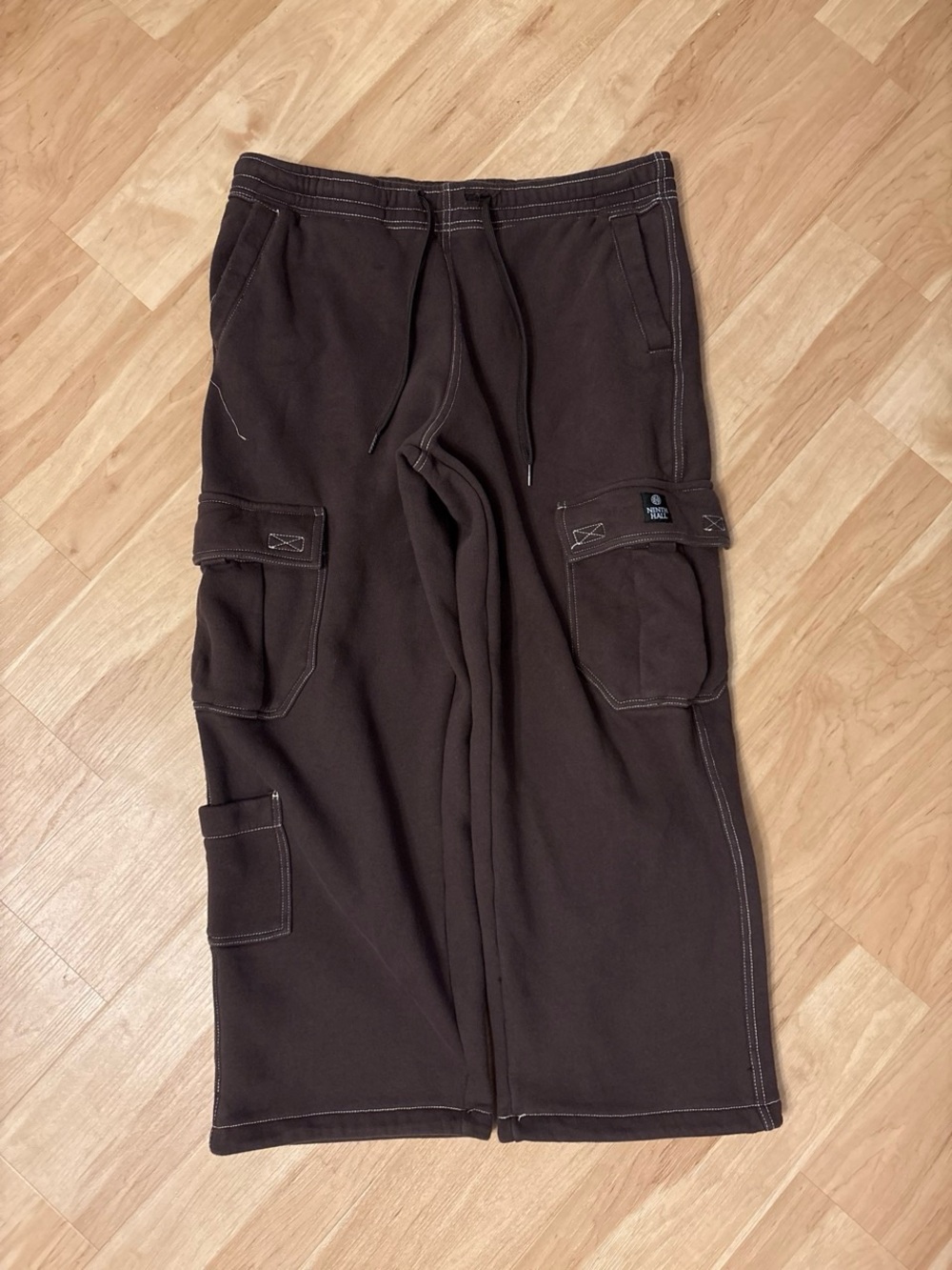Men's Dark Brown Cargo Joggers with Drawstring Waist